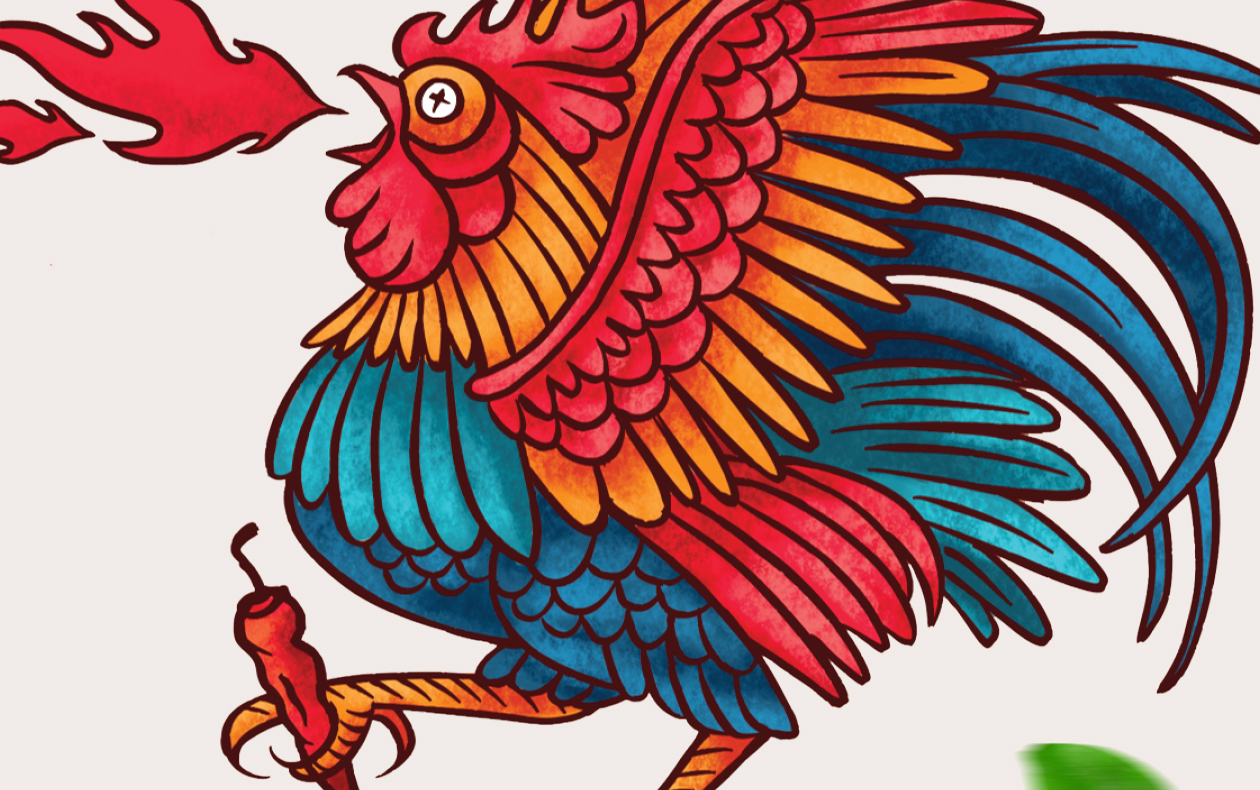 這款辣椒醬用噴火的公雞做為核心視覺(jué)(圖3) 這款辣椒醬用噴火的公雞做為核心視覺(jué)(圖3)