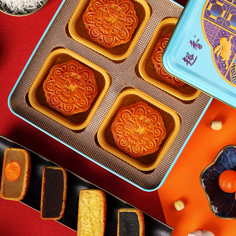 趣香 繽紛秋韻月餅 廣式月餅 4餅4味 600g 禮盒裝包裝禮盒產(chǎn)品包裝創(chuàng)意設(shè)計欣賞(圖2)