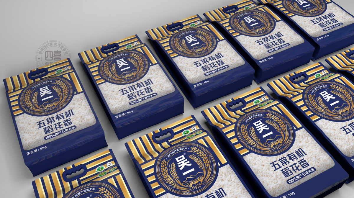 五常有機(jī)稻花香大米包裝袋設(shè)計(jì)(圖1)