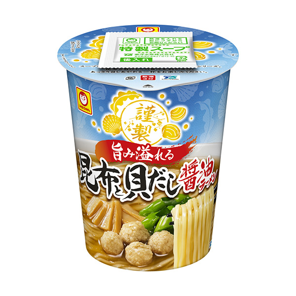 馬爾先生謹(jǐn)制風(fēng)味十足的海帶和貝類醬油拉面東洋水產(chǎn)面類包裝設(shè)計(jì)(圖1)